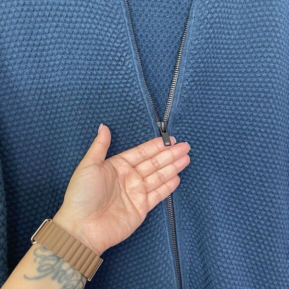 Theory Mens Zip Up Sweater Large Waffle Knit Udeval Breach Mock Neck Cardigan - Picture 4 of 11